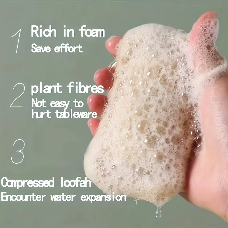 6pcs Natural Loofah Exfoliating Sponges - Gentle Body Scrubber for Shower & Bath, Bamboo Fiber Cleaning Pads - Image 5