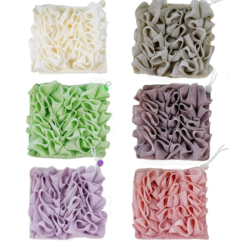 2-In-1 Bath Ball Towel Loofah With Drawstring Closure For Soap Soft Exfoliating Mesh Shower Sponge Skin Care Bathing Tool - Image 5