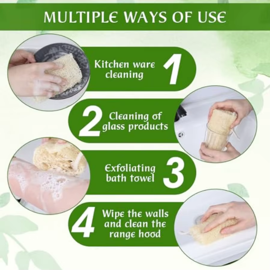 2PCS Exfoliating Body Scrubber Natural Loofah Sponge, Shower Sponge for Body Organic Body Loofah for Smooth Skin, Ideal Shower - Image 3