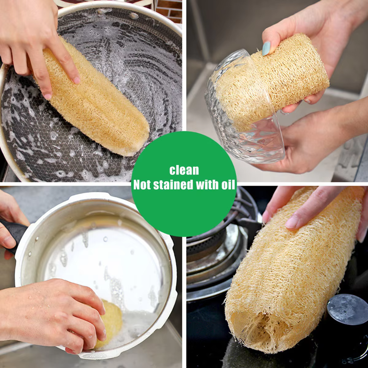 1pcs Natural Loofah Sponge Multi-purpose Cleaning Tool for Kitchen Bathroom Scrubber For Daily Cleansing Wash Body Scrubber Spa - Image 5
