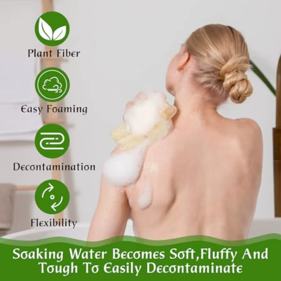 2PCS Exfoliating Body Scrubber Natural Loofah Sponge, Shower Sponge for Body Organic Body Loofah for Smooth Skin, Ideal Shower - Image 7