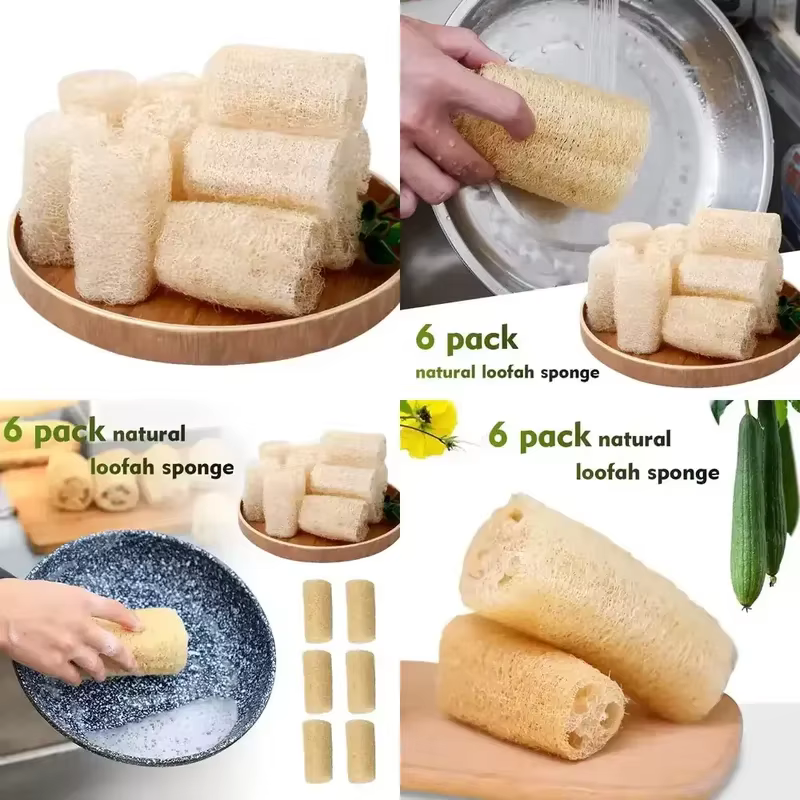 2026 Latest Natural Loofah Luffa Sponge Dishwashing Brush Eco Friendly Kitchen Cleaning Tool High Absorbency Non Scratch Pot - Image 5