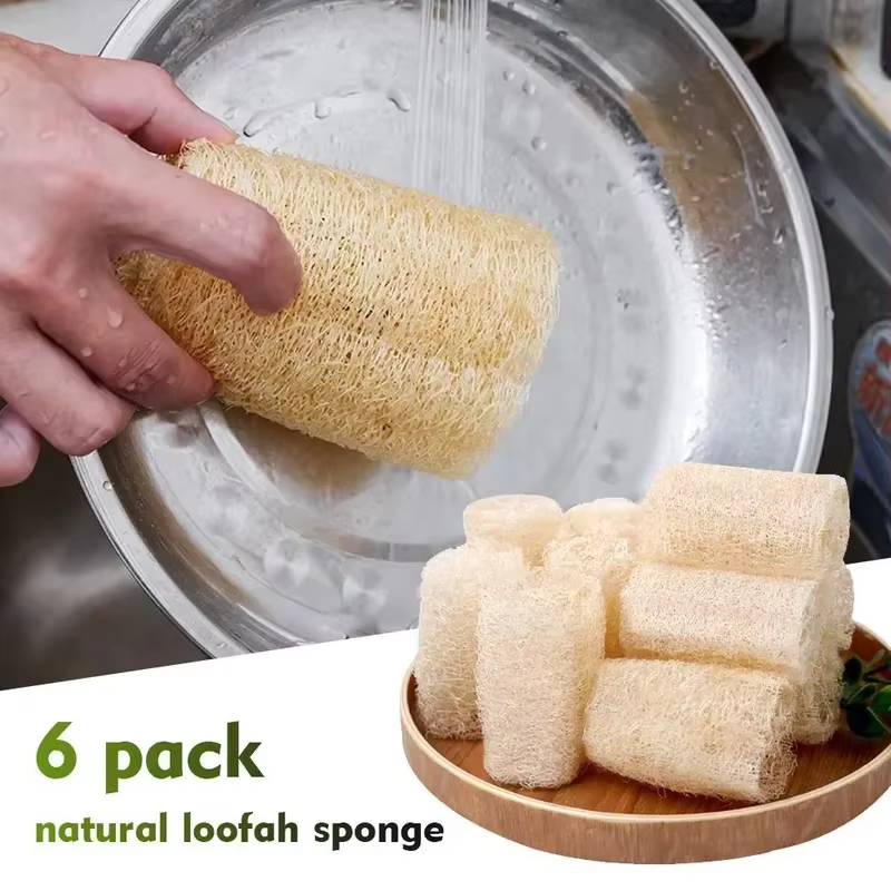 2026 Latest Natural Loofah Luffa Sponge Dishwashing Brush Eco Friendly Kitchen Cleaning Tool High Absorbency Non Scratch Pot - Image 4