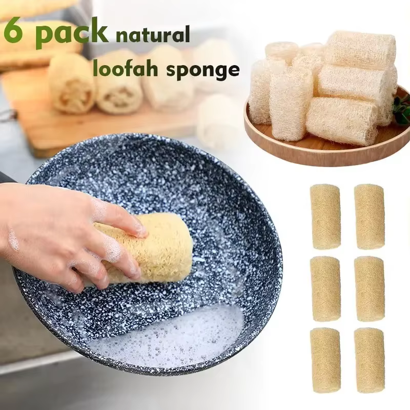 2026 Latest Natural Loofah Luffa Sponge Dishwashing Brush Eco Friendly Kitchen Cleaning Tool High Absorbency Non Scratch Pot - Image 3
